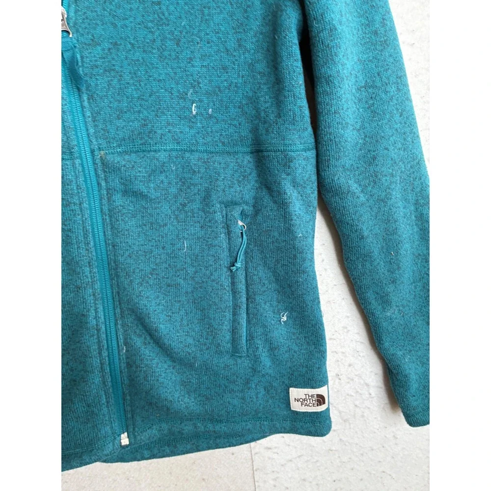 The North Face Womens Crescent Full Zip Fleece Jacket Teal Heather Small 7784